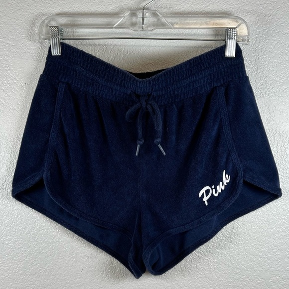 PINK Victoria’s Secret Navy Terry Cloth Shorts – Size Medium - Picture 1 of 4